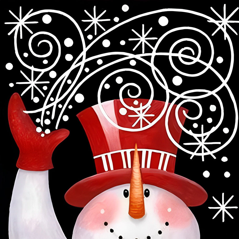 Happy snowman with red hat cross stitch kit for beginners
