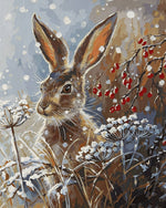 Hare in snow cross stitch kit for beginners