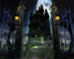 Haunted house with full moon cross stitch kit for beginners