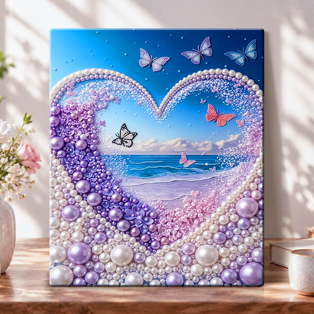 Heart pearl ocean butterflies pearl diamond painting kit for beginners