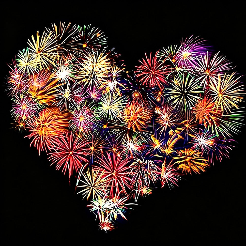 Heart shaped fireworks cross stitch kit for beginners