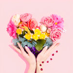 Heart-shaped flower bouquet in hands paint by numbers kit for beginners