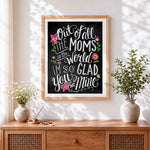 Finished heartfelt mother's day chalkboard print cross stitch artwork displayed
