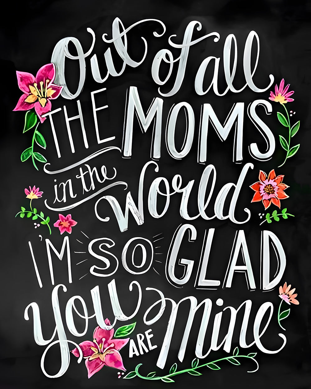Heartfelt mother's day chalkboard print cross stitch kit for beginners