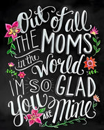 Heartfelt mother's day chalkboard print cross stitch kit for beginners