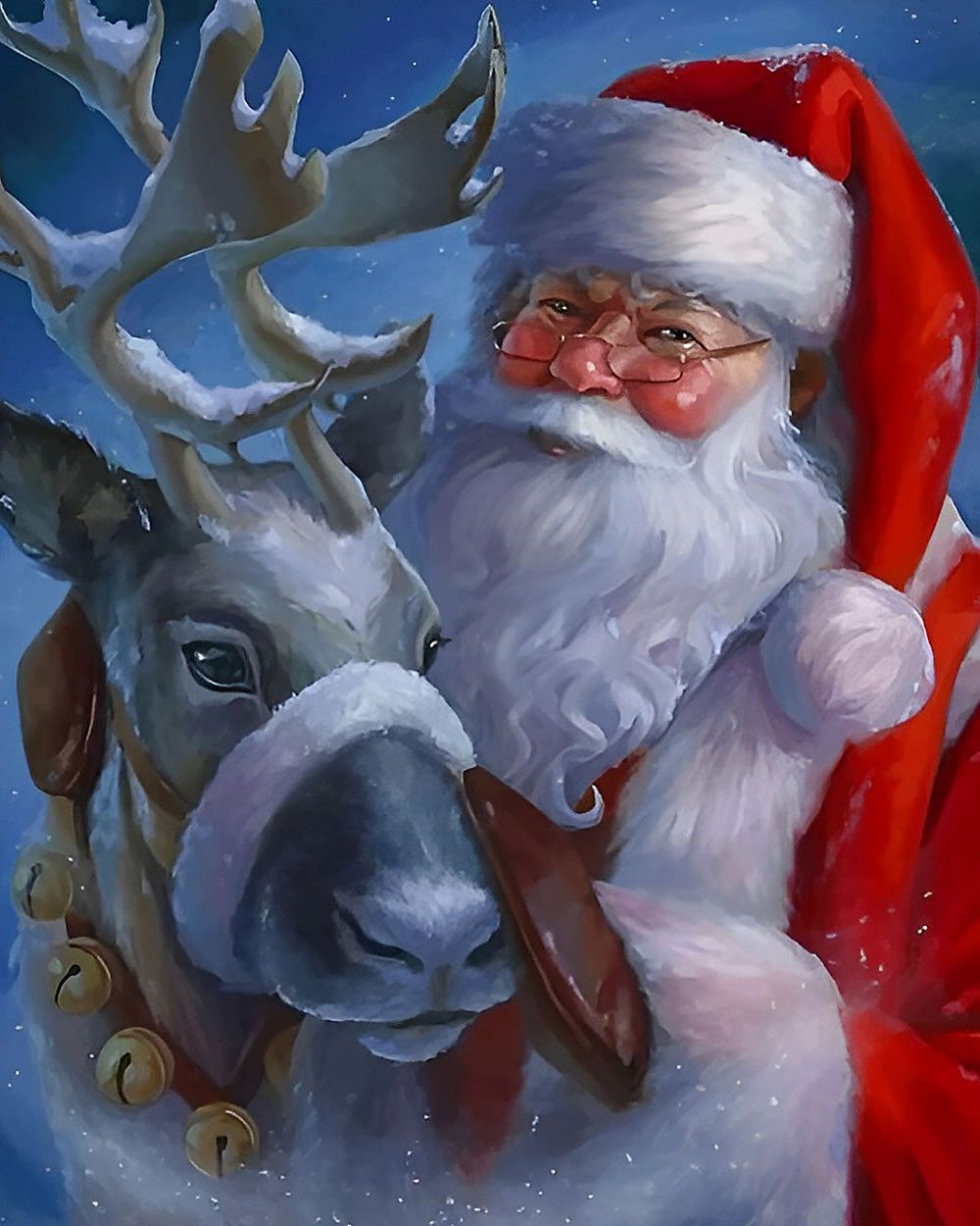 Heartwarming father christmas and reindeer cross stitch kit for beginners