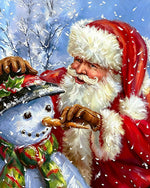 Heartwarming father christmas and snowman cross stitch kit for beginners