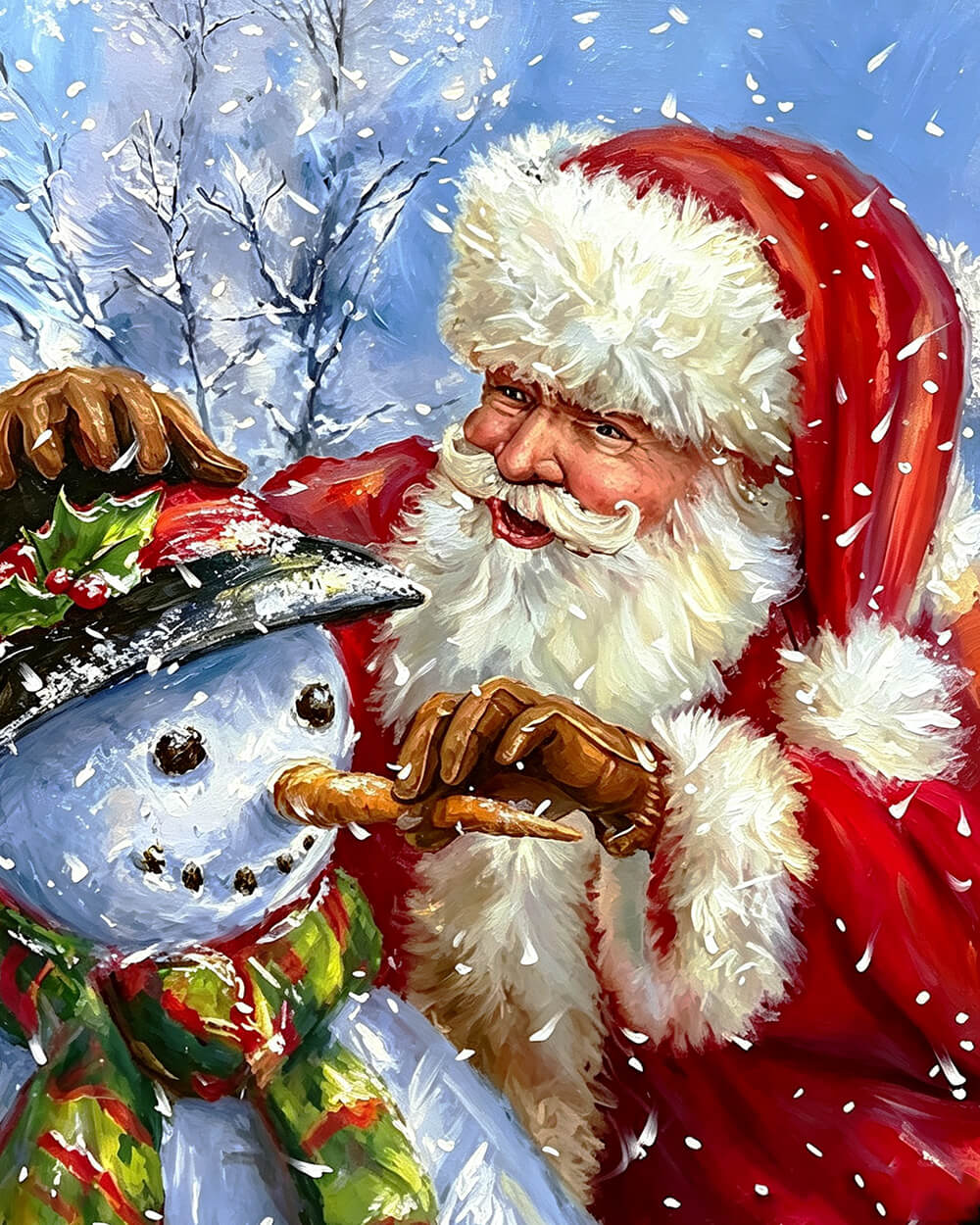 Heartwarming father christmas and snowman cross stitch kit for beginners