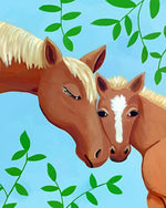 Heartwarming interaction between a horse and a foal paint by numbers kit for beginners
