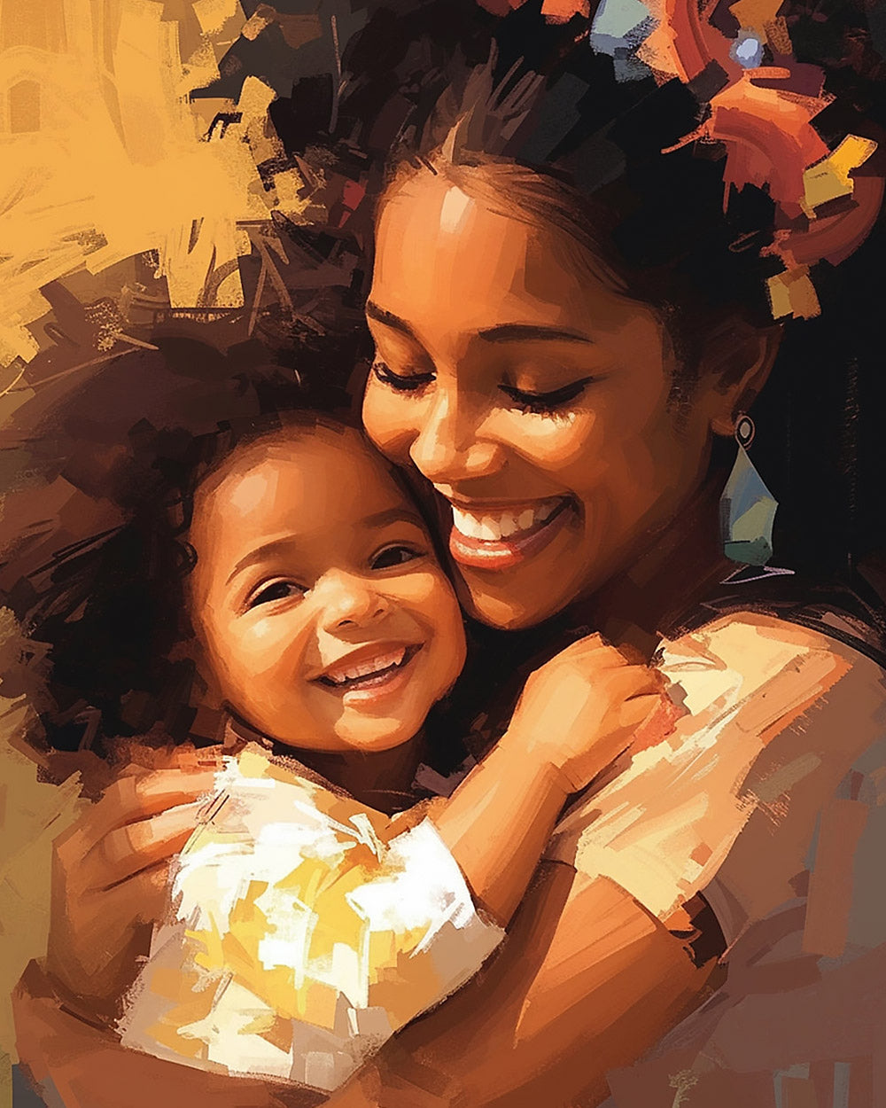 Heartwarming mother and child portrait cross stitch kit for beginners