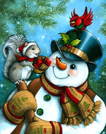 Heartwarming snowman and squirrel cross stitch kit for beginners
