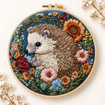 Hedgehog with sunflower blooms embroidery kit