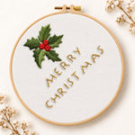 Holly and merry christmas embroidery kit