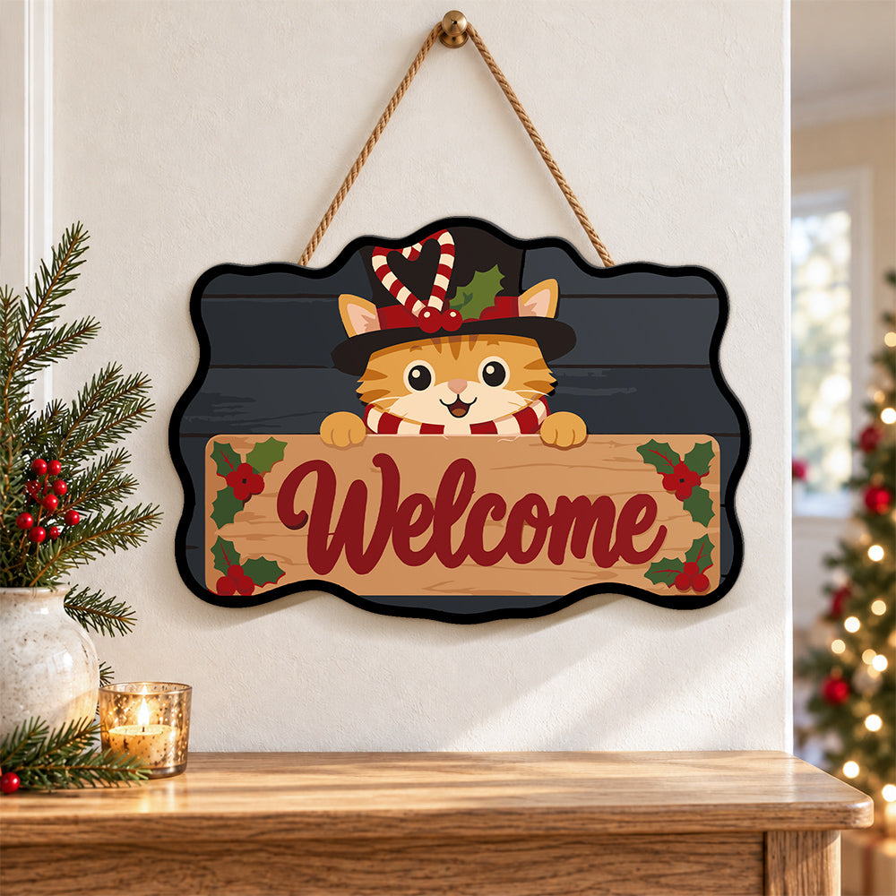 Holly welcome sign paint by numbers door hanger as indoor wall decor