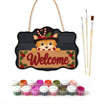 Holly welcome sign paint by numbers door hanger with paints and brushes