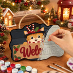 Holly welcome sign paint by numbers door hanger painting process