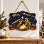 Holy family under star paint by numbers door hanger as indoor wall decor