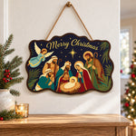 Holy night gathering paint by numbers door hanger as indoor wall decor