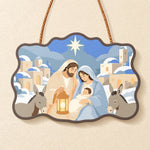 Holy night nativity paint by numbers door hanger finished design