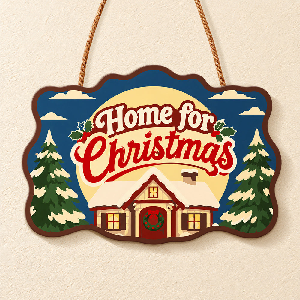 Home for christmas paint by numbers door hanger finished design