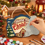 Home for christmas paint by numbers door hanger painting process