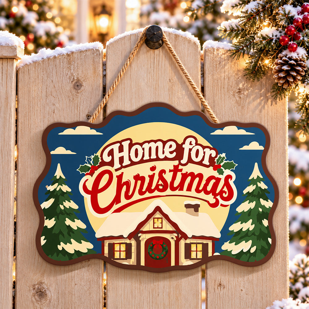 Home for christmas paint by numbers door hanger on a garden gate