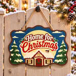 Home for christmas paint by numbers door hanger on a garden gate