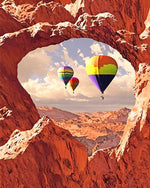 Hot air balloons through a heart cave cross stitch kit for beginners
