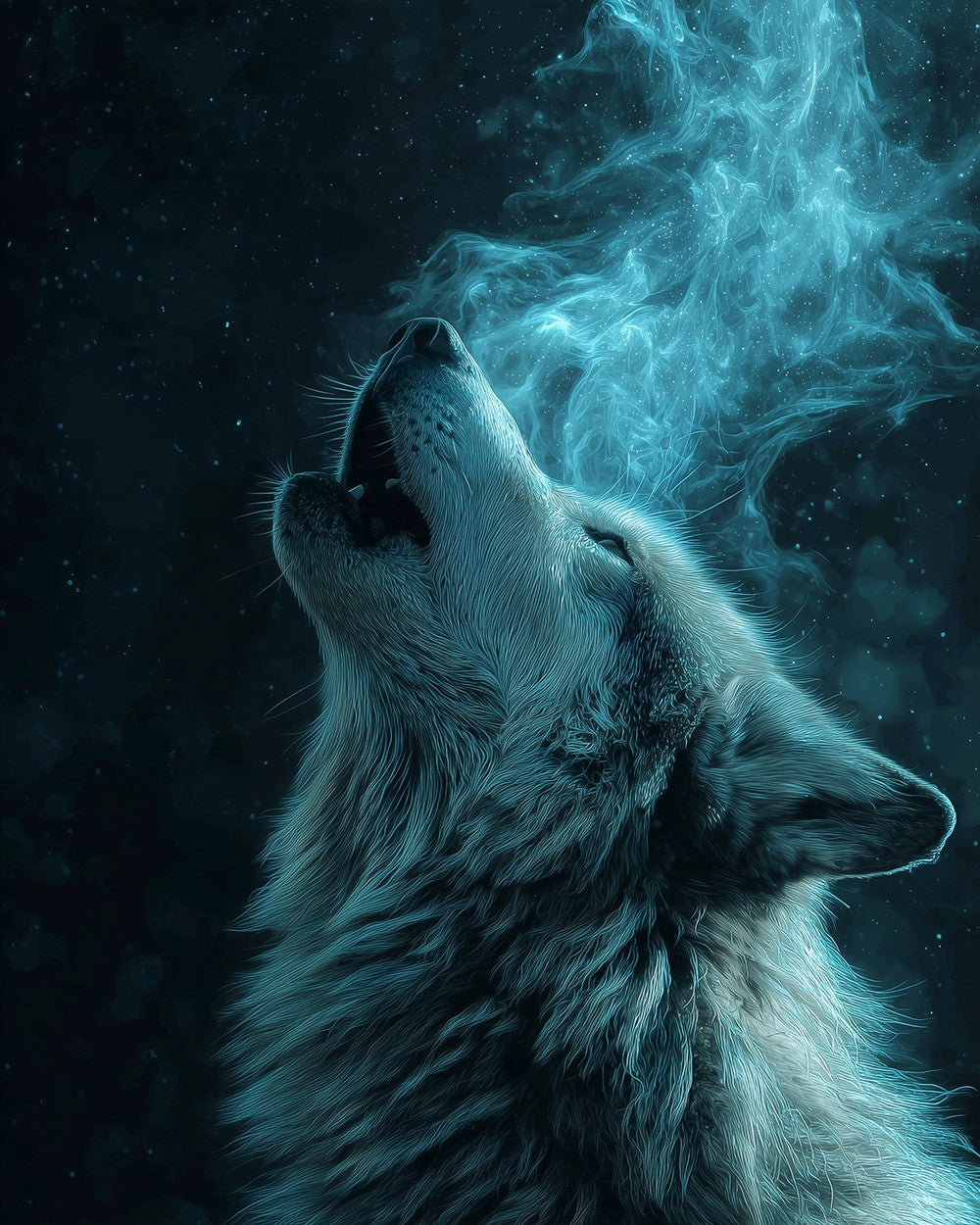 Howling wolf under starry sky cross stitch kit for beginners