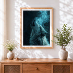 Finished howling wolf under starry sky paint by numbers artwork displayed as home decor