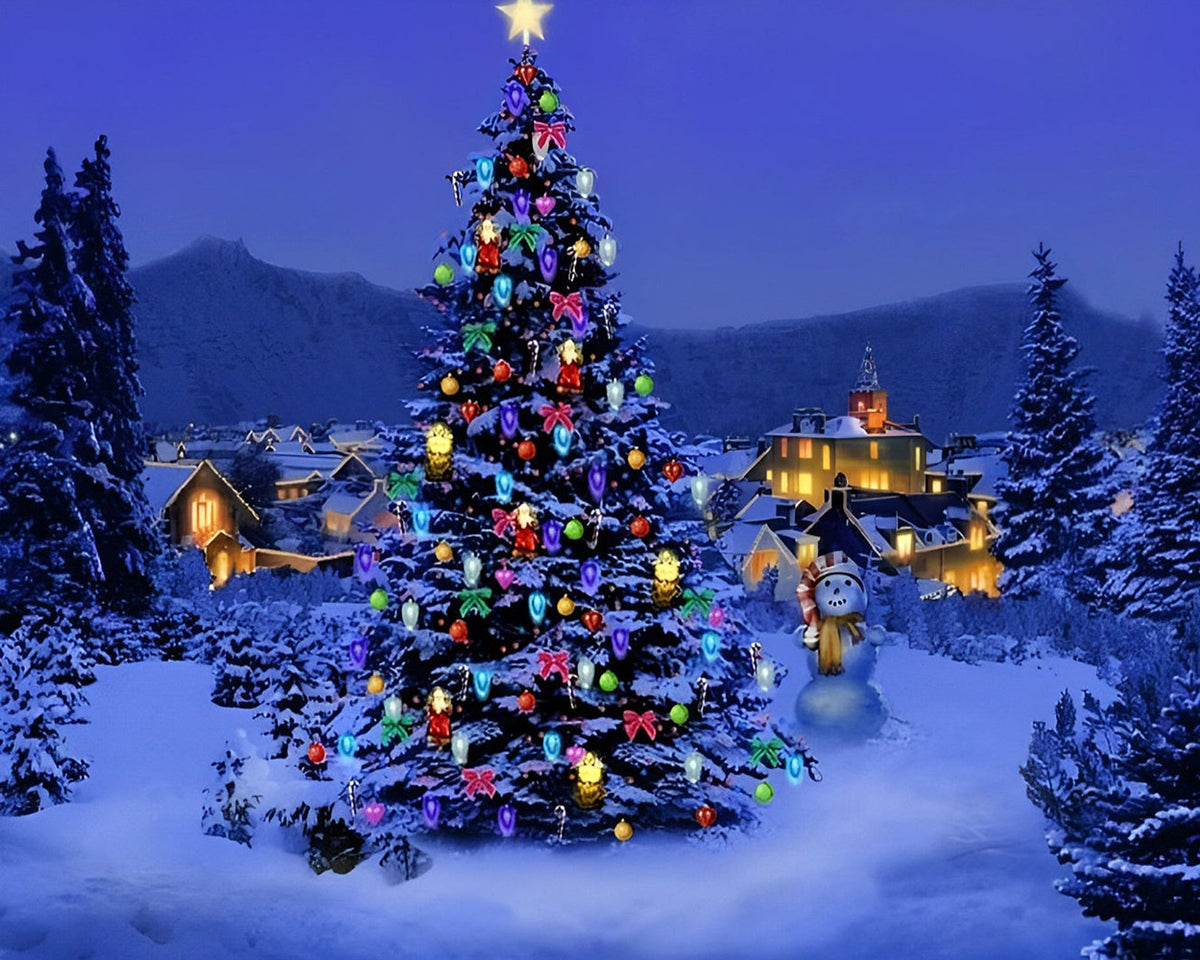 Huge glowing christmas tree cross stitch kit for beginners