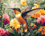 Hummingbird among colourful flowers cross stitch kit for beginners