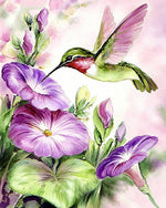 Hummingbird and morning glory cross stitch kit for beginners