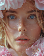 Hyperrealistic blue eyed woman cross stitch kit for beginners