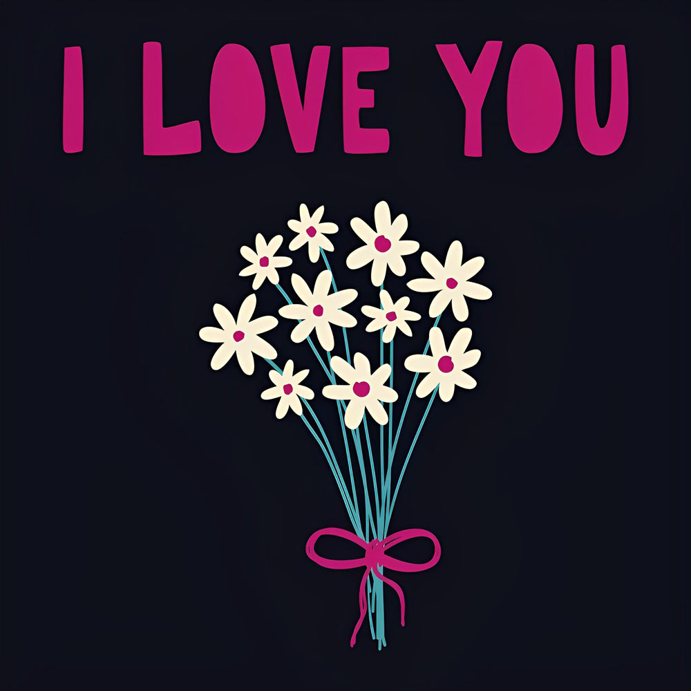 I love you and daisies cross stitch kit for beginners