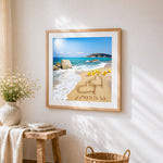 I miss you beach heart cross stitch artwork displayed on wall as home decor