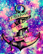 "I refuse to sink" galaxy anchor cross stitch kit for beginners