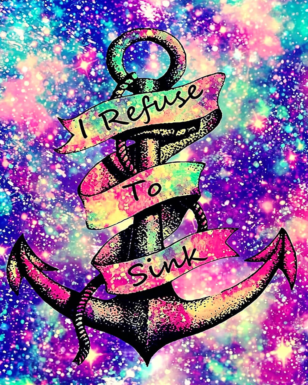 "I refuse to sink" galaxy anchor cross stitch kit for beginners