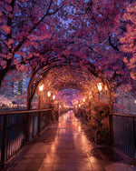 Illuminated cherry blossom walkway cross stitch kit for beginners
