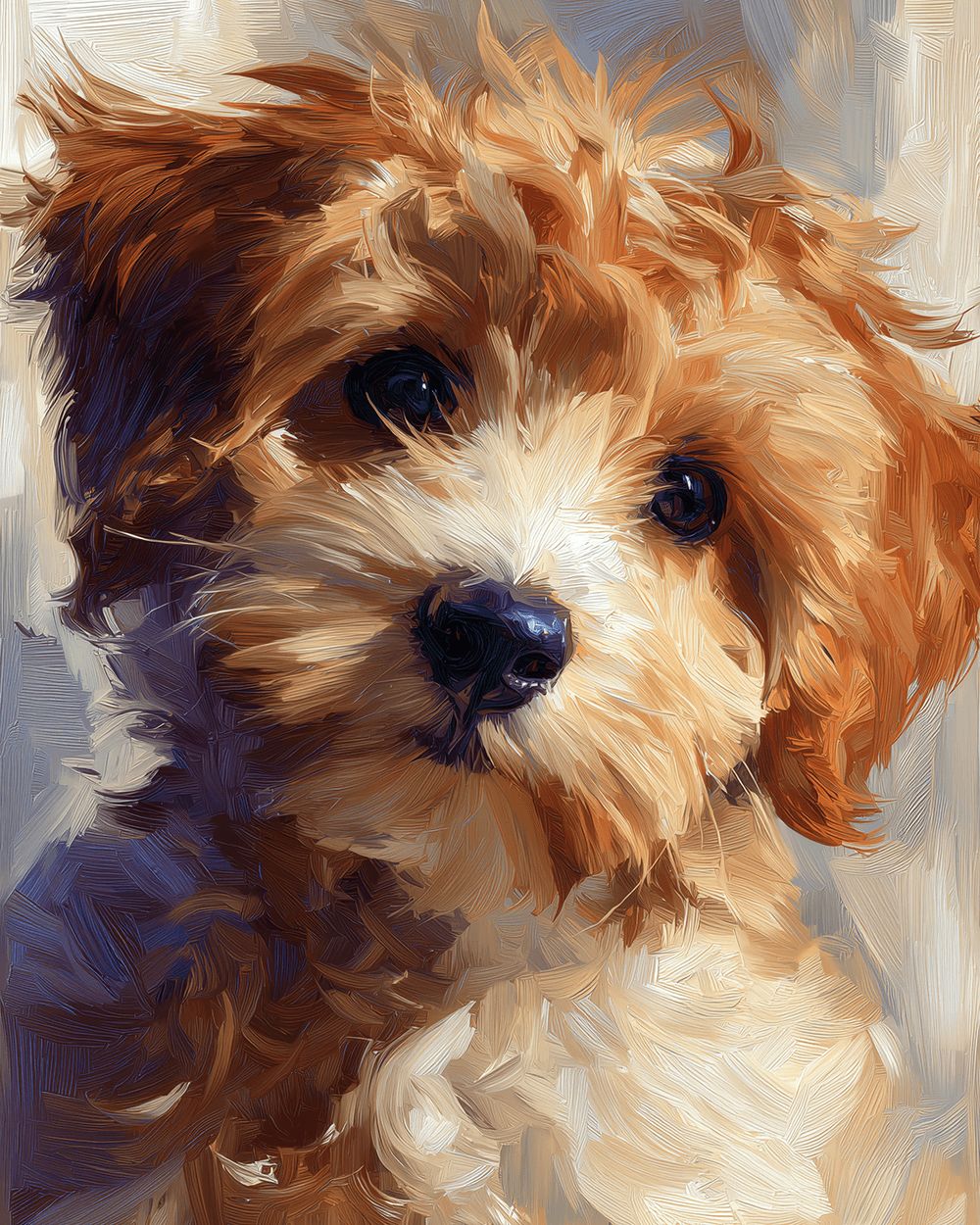 Impasto oil painting poodle cross stitch kit for beginners