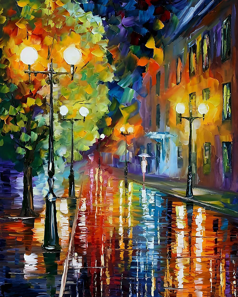 Impasto rainy night cross stitch kit for beginners