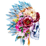 Indian feather and flower skull cross stitch kit for beginners