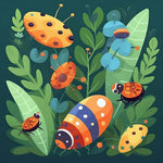 Insects on leaves cross stitch kit for beginners