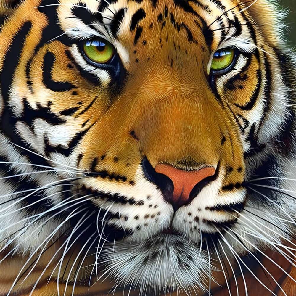 Intense bengal tiger face close-up cross stitch kit for beginners