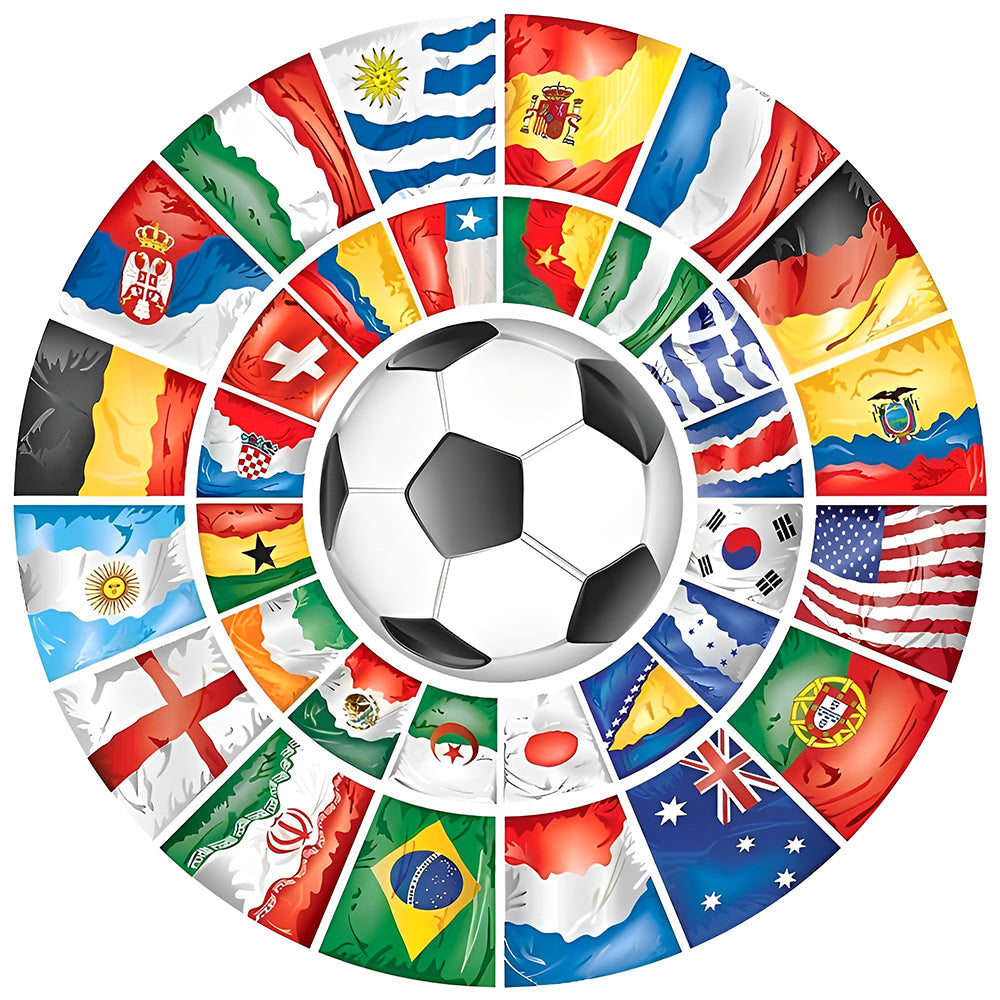 International flags football collage cross stitch kit for beginners