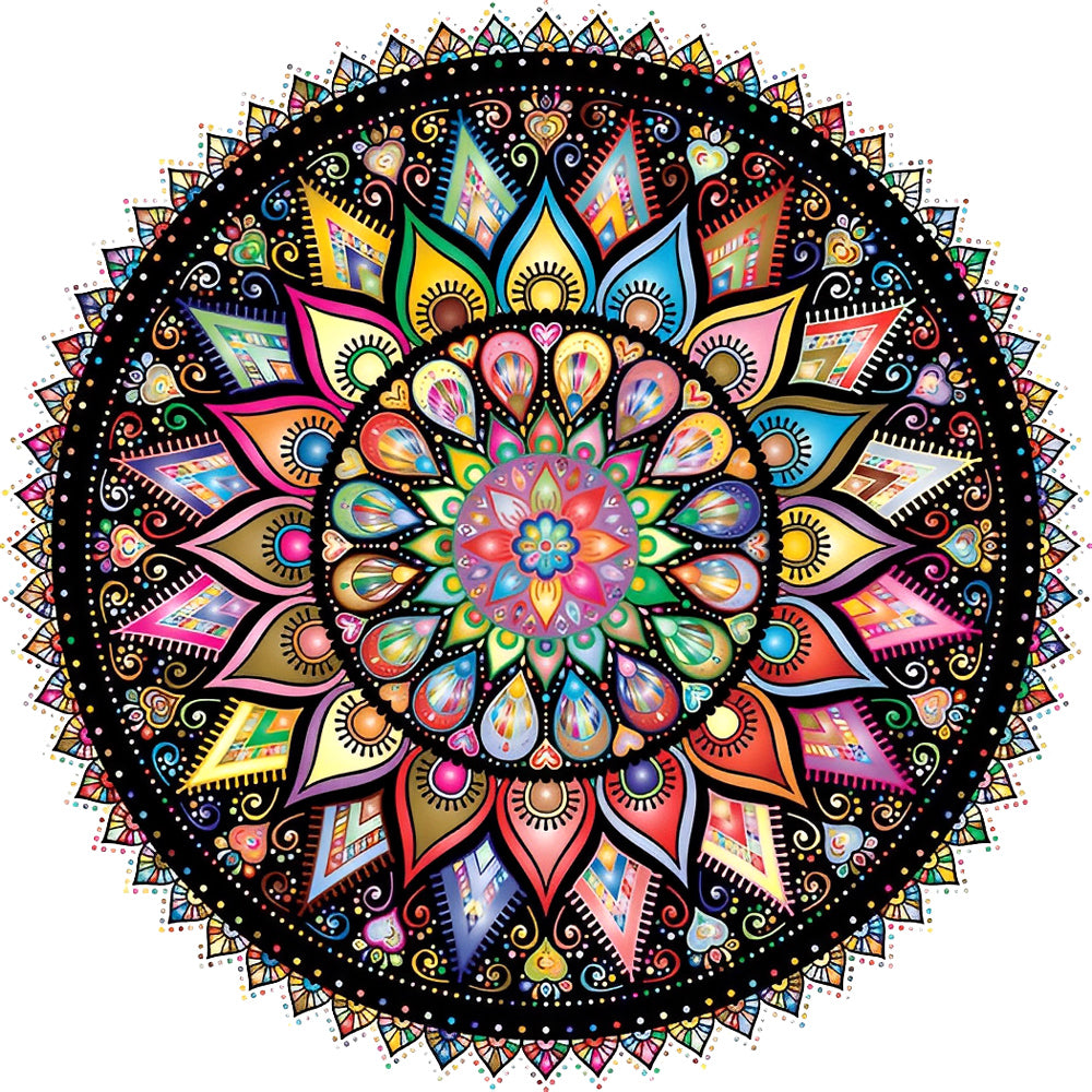 Intricate colourful mandala cross stitch kit for beginners