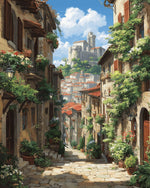 Italian hilltop village cross stitch kit for beginners
