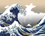 Japanese ukiyo e style waves paint by numbers kit for beginners