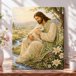 Jesus and the lamb pearl diamond painting kit for beginners
