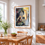 Jesus christ appearing to mary magdalene cross stitch artwork displayed on wall as home decor